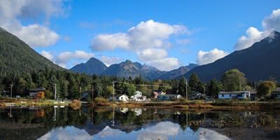 lake and buildings